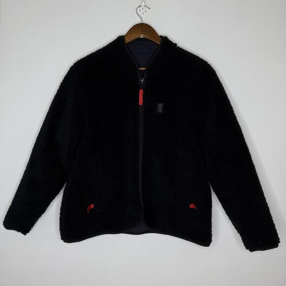 Topo Designs Jacket Mens Small Black Reversible Sherpa Fleece Zip Pockets - Picture 4 of 11